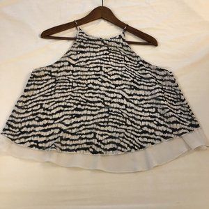 PAPER Ivory Black Animal Print CAMISOLE Tank Top Size Large Poly Layered B93